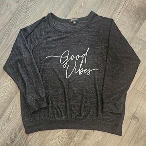 Women's XXL Buffalo‎ David Bitton Good Vibes Black Pullover Sweatshirt